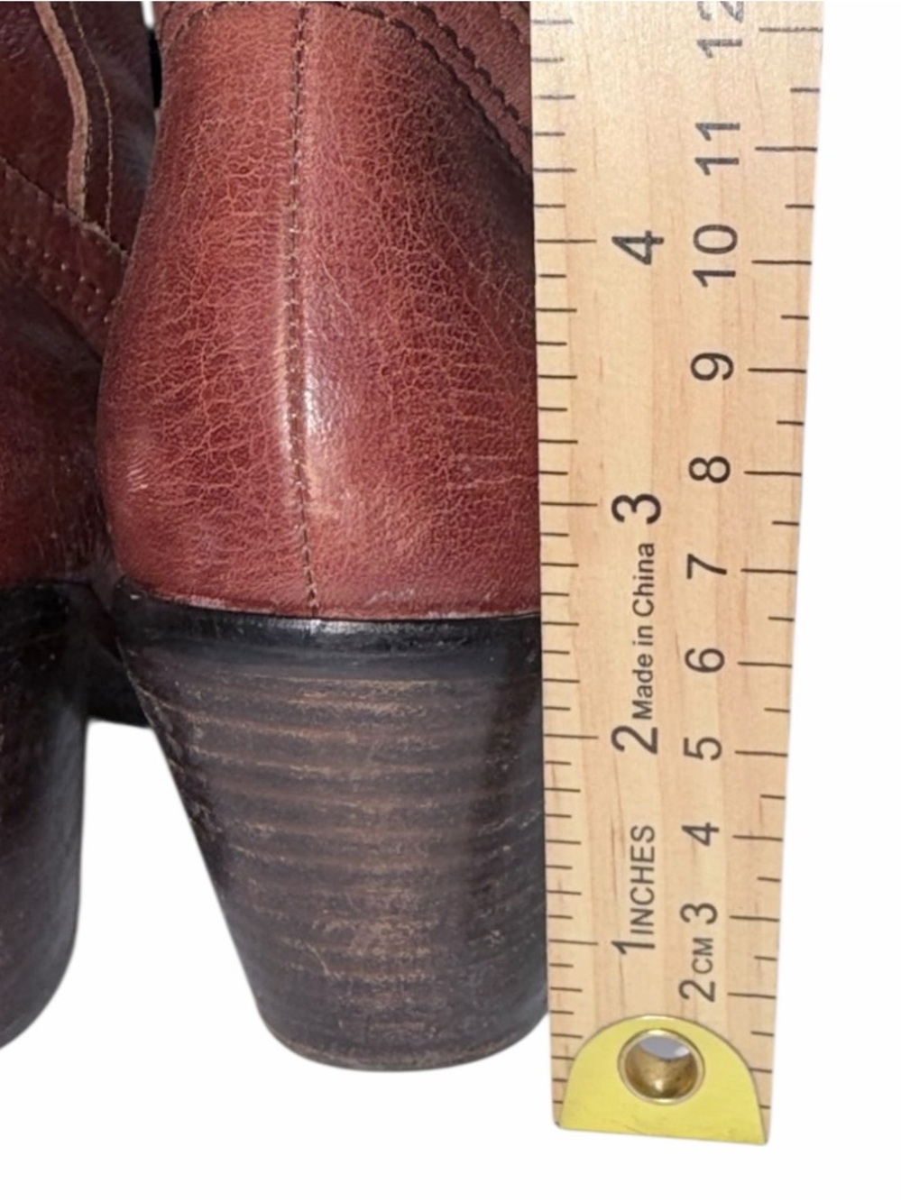 Vtg Fossil Brown Leather Knee High Boots Woven Western Boho Block Heel Size 8 - Picture 6 of 11